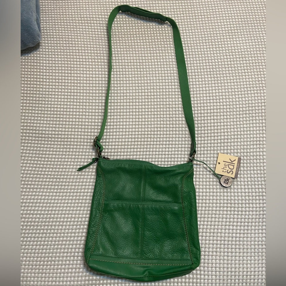 The Sak Iris Green Leather Crossbody